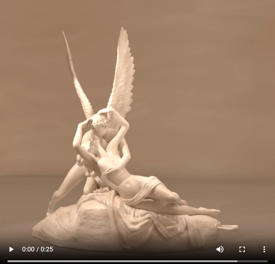 Animazione in 3D di AmoreEPsiche del Canova Artista Tiziana Leobruni